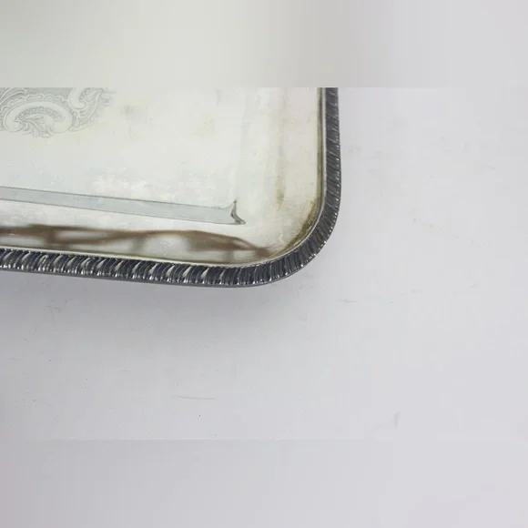Small Silver Plated Footed Tray with Rope Edge Detail, Rectangle Rectangular - Picture 5 of 9